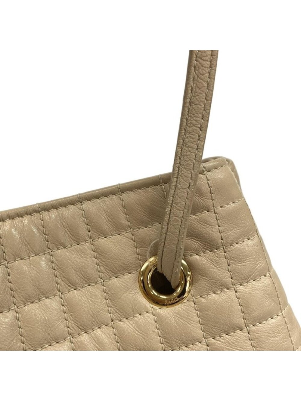 Celine Backpack CC Harm Small Bucket Beige Drawstring Leather - Picture 11 of 15